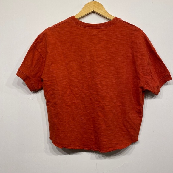 Madewell Red Cotton 1/4 Button T-Shirt Size Small - Picture 2 of 3